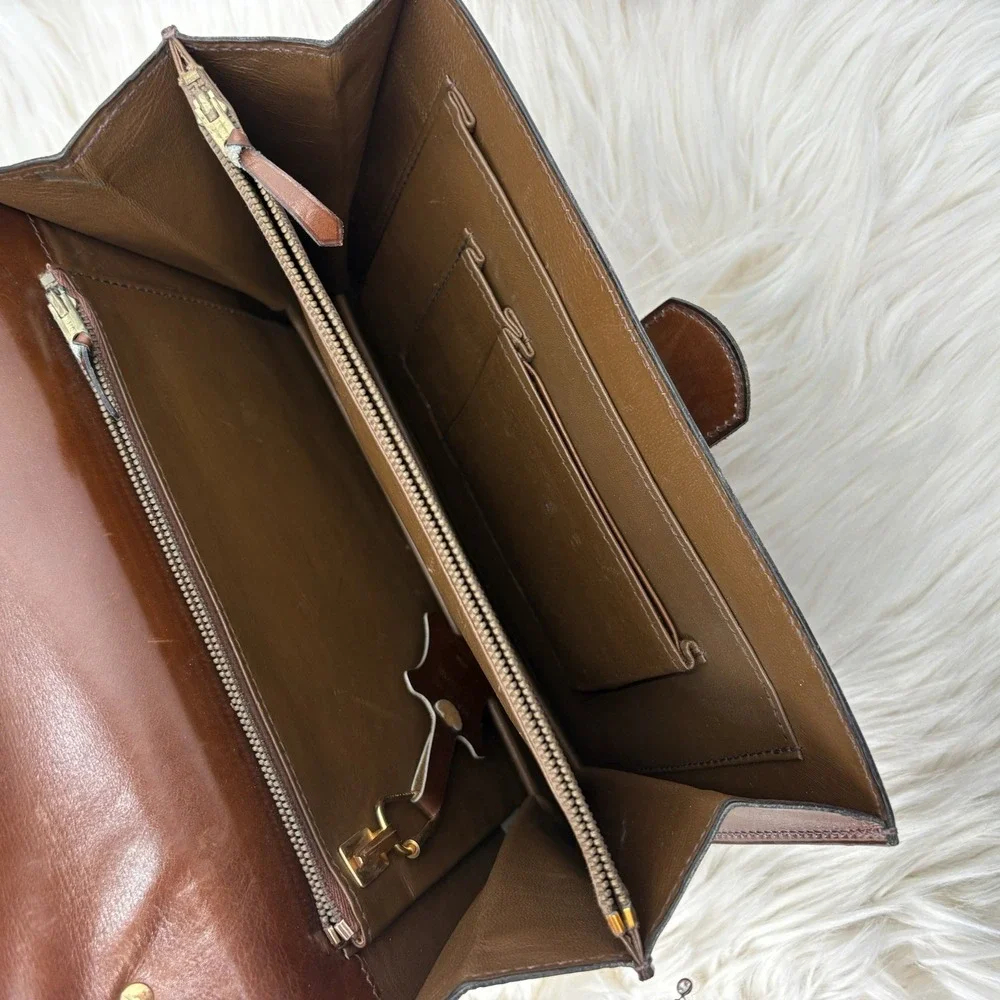 Antique Abercombie & Fitch Brown Leather Adjustable Strap Purse Safari Excellent
